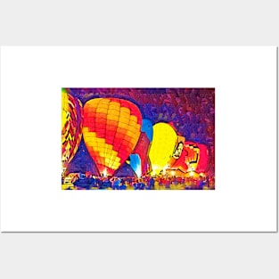 Night Hot Air Balloon Festival In Fauvism Posters and Art